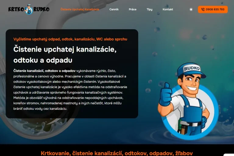 Krtkorudko.sk je vybavená rýchlou responzívnou témou od tých najlepších vývojárov. Jednoduchá One Page stránka obsahuje portfólio služieb a prezentáciu spoločnosti.