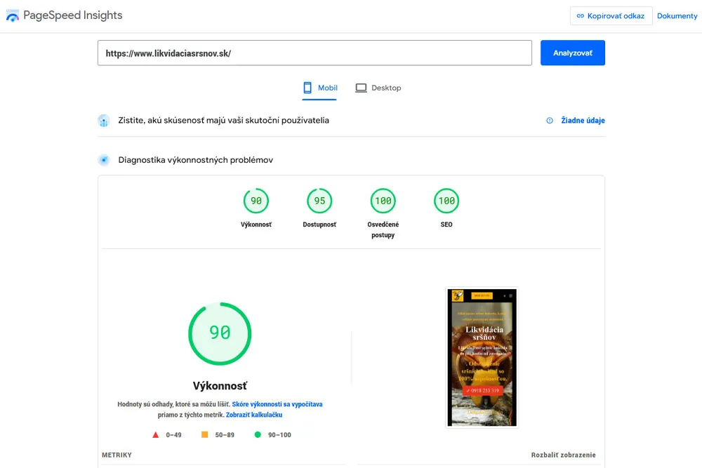 Likvidácia sršňov - prezentácia spoločnosti a ponuka služieb v oblasti deratizácie
Web stránka Likvidaciasrsnov.sk obsahuje rýchlu, responzívnu tému vyvinutú špičkovými vývojármi. Komplexná webová stránka spoločnosti obsahuje portfólio služieb spoločnosti. Stránka je plne zabezpečená proti útokom kvalitným firewallom. Optimalizácia obsahu bola implementovaná na zabezpečenie rýchleho načítania web stránky. Grafický aj textový obsah webstránky bol upravený a optimalizovaný. SEO optimalizácia, obsahový marketing a správny výber kľúčových slov pomôžu zlepšiť pozície webu vo výsledkoch vyhľadávačov.